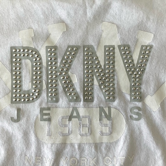 DKNY Women's White Studded Graphic Tee - Picture 3 of 5